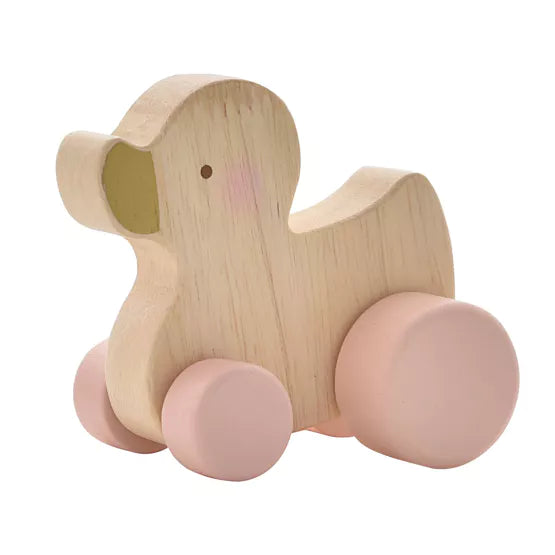 Toy wooden push duck