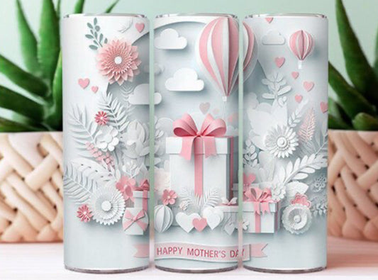 Pink and white Mothers Day tumbler