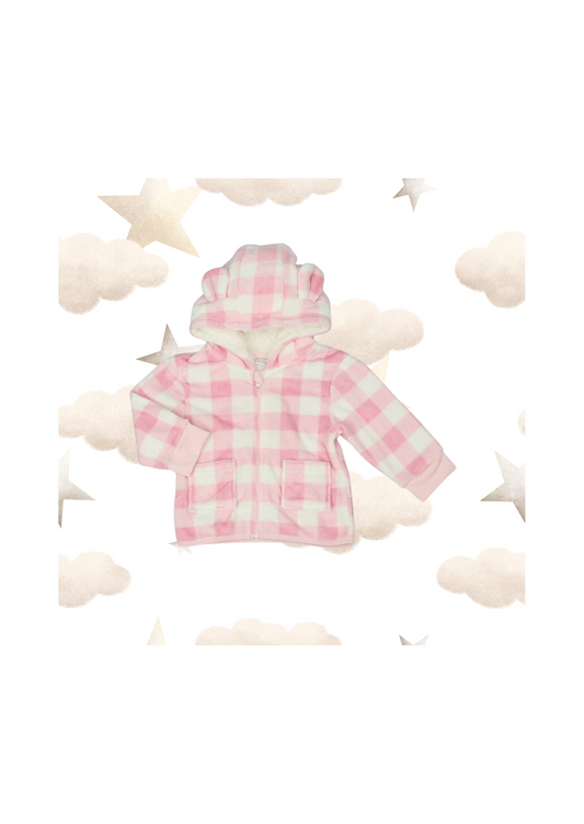 Pink Gingham Sherpa Lined Coat
