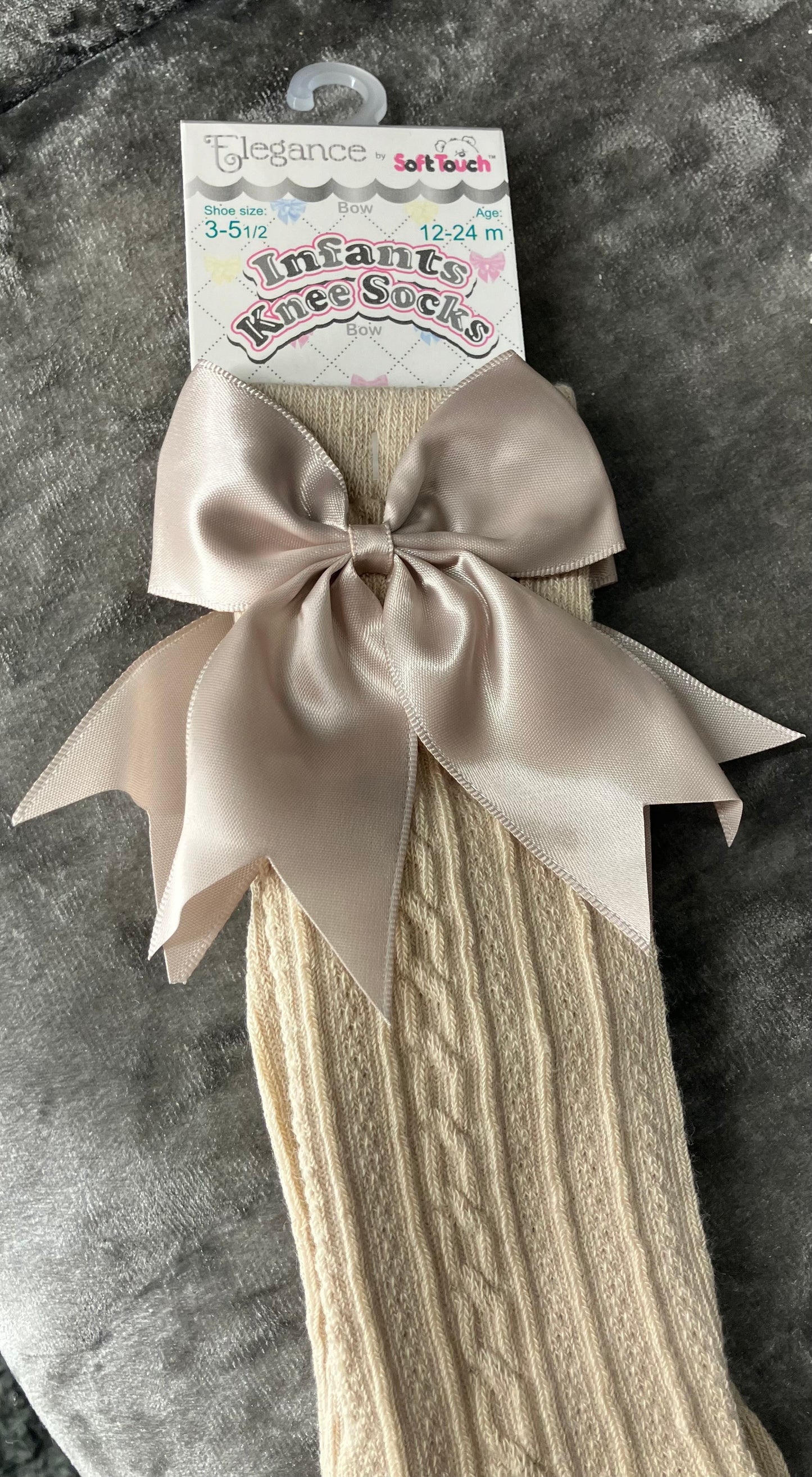 Elegance knee high bow socks (camel)