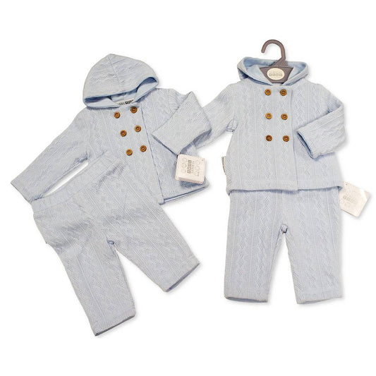 Blue Cable Knit 2PC Outfit Set NB-6M