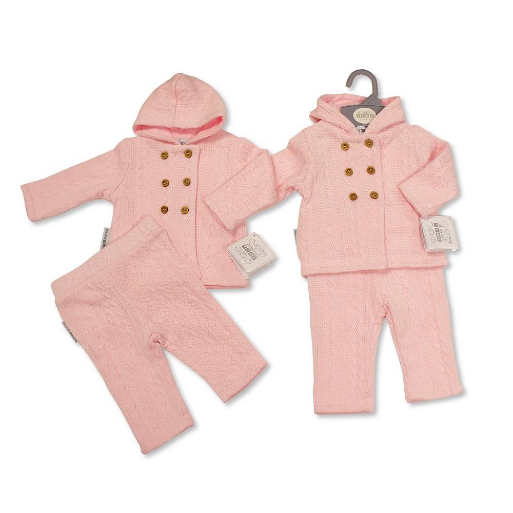 Coral Cable Knit 2PC Outfit Set NB-6M