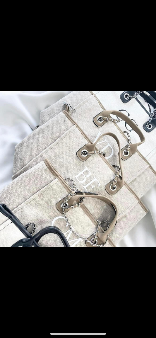 Handbag Ladies Canvs Tote Bag with Chain Strap