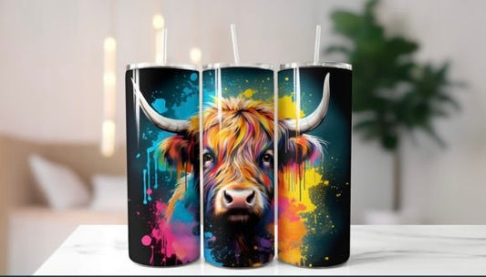 Colourful Highland cow Tumbler