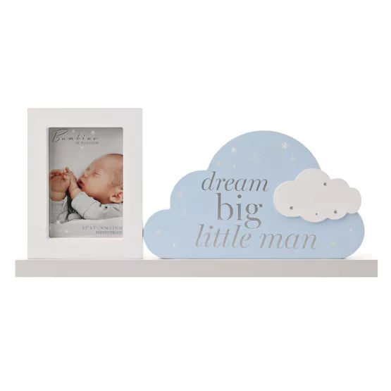 Bambino Mantel Plaque Frame "Dream Big Little Man" "Dream big little lady" 37cm