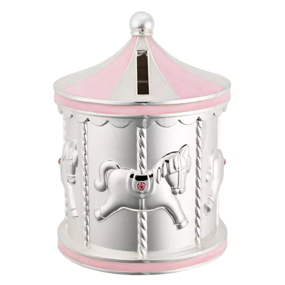 Bambino Silver Plated Money Box Carousel