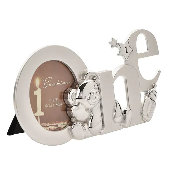 Bambino Silver effect Frame Cutout Letters 3" x 3 - 'One'