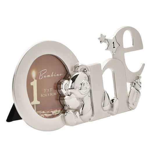 Bambino Silver effect Frame Cutout Letters 3" x 3 - 'One'