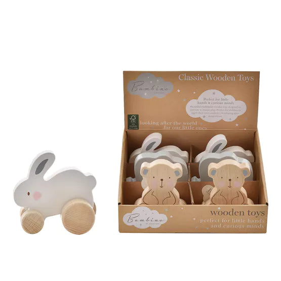 Wooden toy push animals