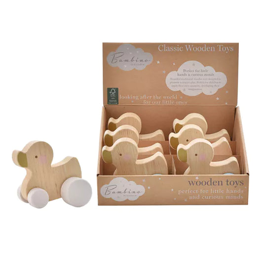 Toy wooden push duck